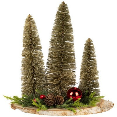 Northlight Trio of Bottle Brush Trees Christmas Decoration - 10.25" | Target