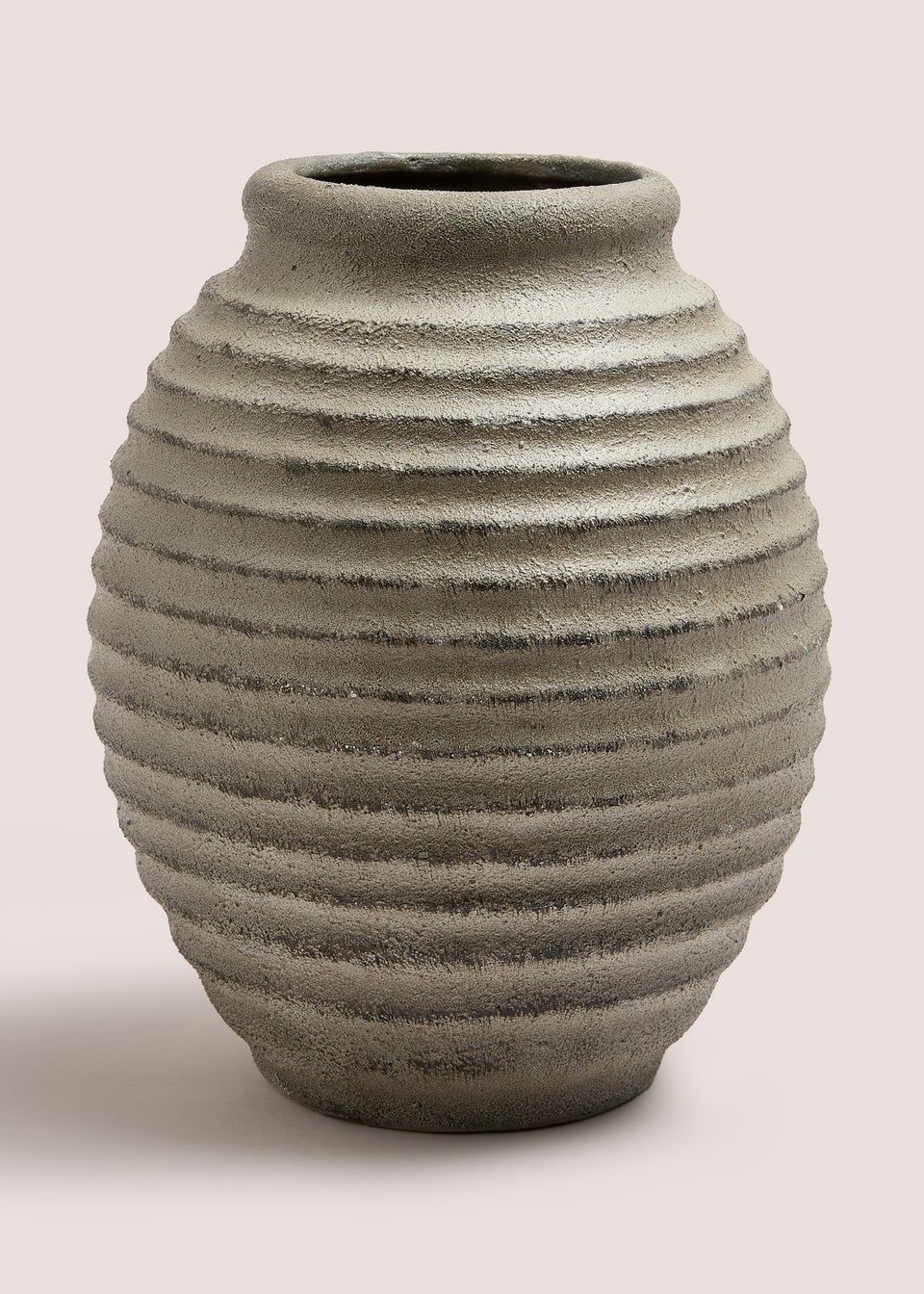Grey Stoneware Ribbed Vase (27.5cm x 20cm x 20cm) | Matalan (UK)