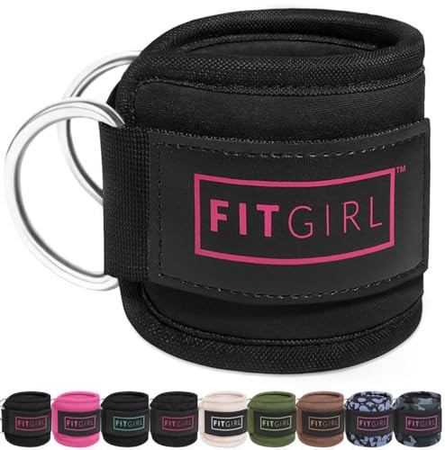 FITGIRL - Ankle Strap (Single) for Cable Machines and Resistance Bands, Work Out Cuff Attachment for Home & Gym, Glute Workouts - Kickbacks, Leg Extensions, Hip Abductors, Women Only (Black, Single) | Amazon (US)