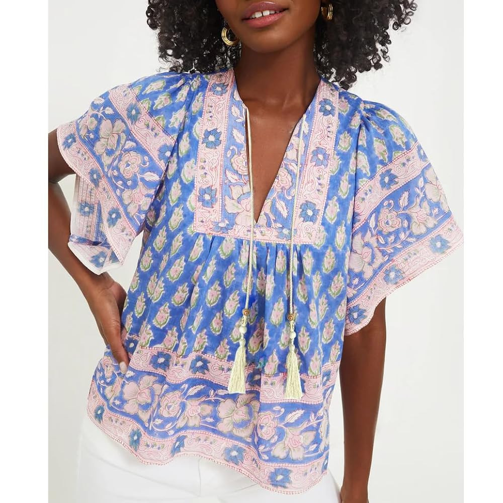 Women Boho Floral Peplum Shirt Y2K Puff Sleeve V Neck Ruffle Babydoll Crop Top Summer Going Out Blouse Tops | Amazon (US)