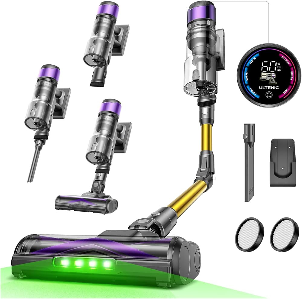 Ultenic Aspirateur Balai sans Fil, 55kPa Puissant pour Poils Animaux, Technologie GreenEye, Tube ... | Amazon (FR)