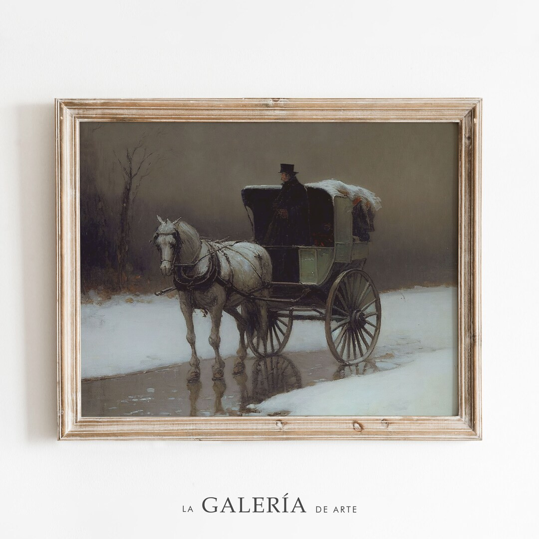 Moody Winter Painting Farmhouse Christmas Print Winter - Etsy | Etsy (US)