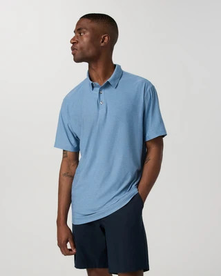 Vuori Strato Tech Polo | Salty Air Heather | Large | Vuori Clothing (US & Canada)