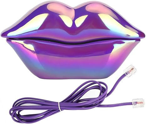 Lips Landline Telephone, Purple Lips Telephone Electroplate Desktop Landline Phone, Cute Lip Shap... | Amazon (US)