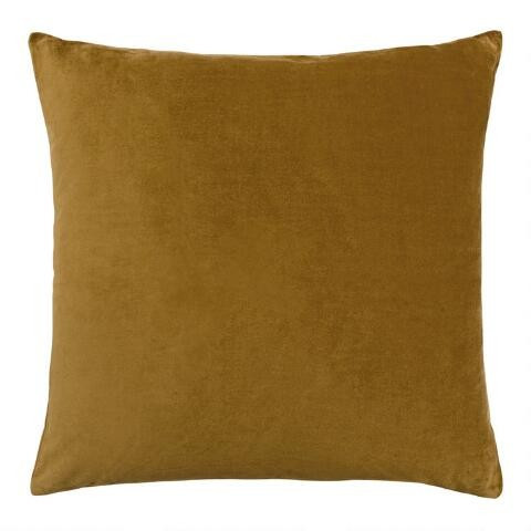 Golden Green Velvet Throw Pillow | World Market