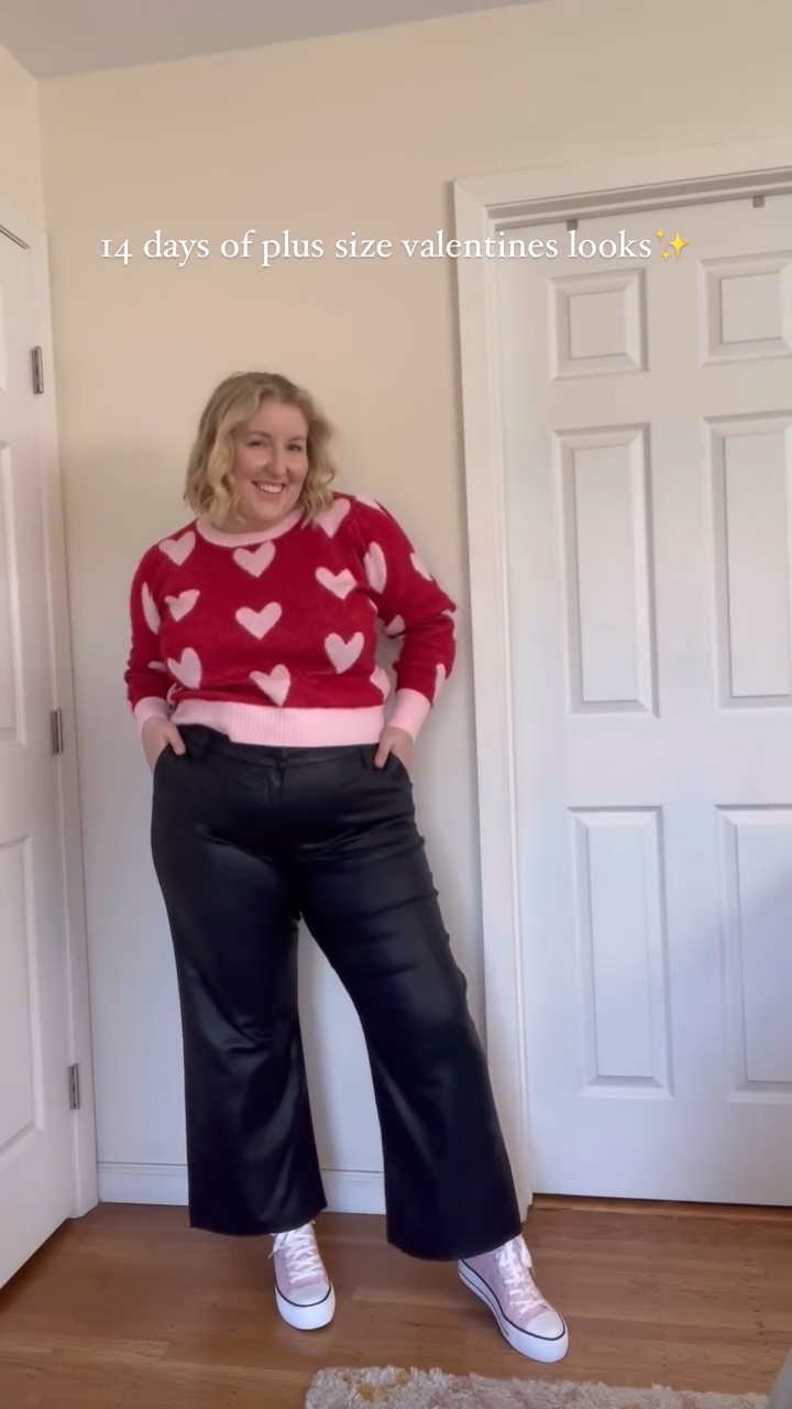 Valentine’s Day outfit info on a size 18❤️ wearing 14/16 in the sweater, size 18 in the pants. 

#LTKStyleTip #LTKPlusSize #LTKSeasonal