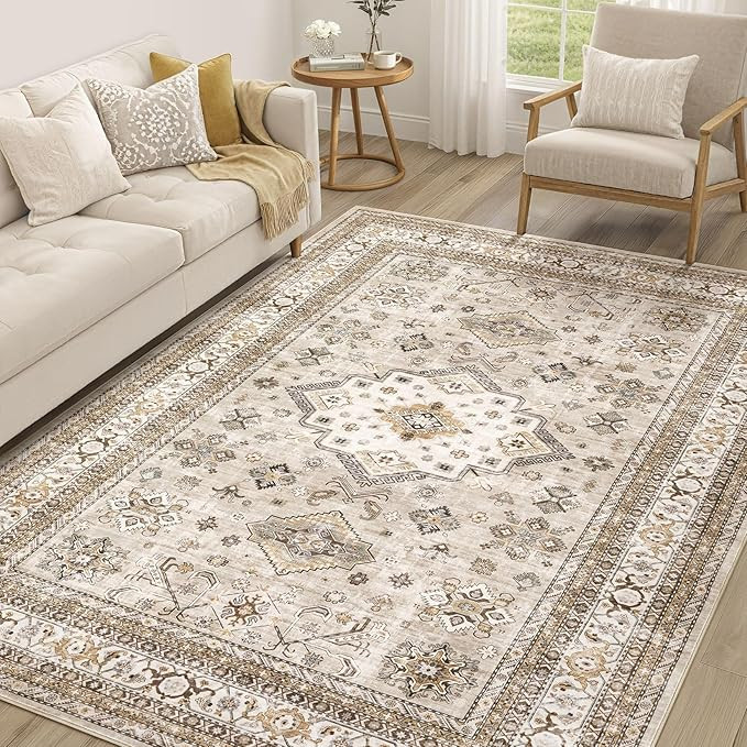 Vintage Living Room Area Rug 5x7 - Large Soft Washable Oriental Traditional Distressed Farmhouse ... | Amazon (US)