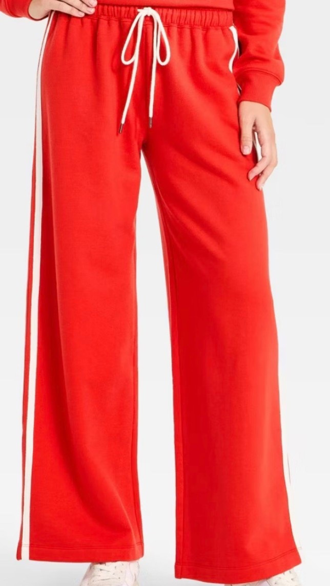 All of the red and pinks for Valentine’s Day! Striped red wide leg sweatpants 