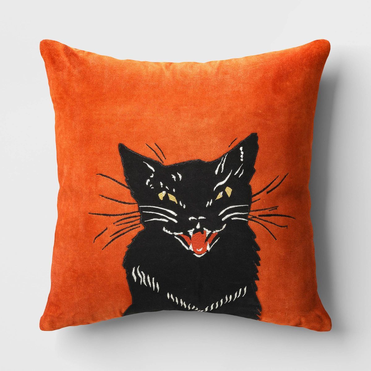Fierce Cat Applique Cotton Velvet Square Halloween Throw Pillow - Threshold™ | Target