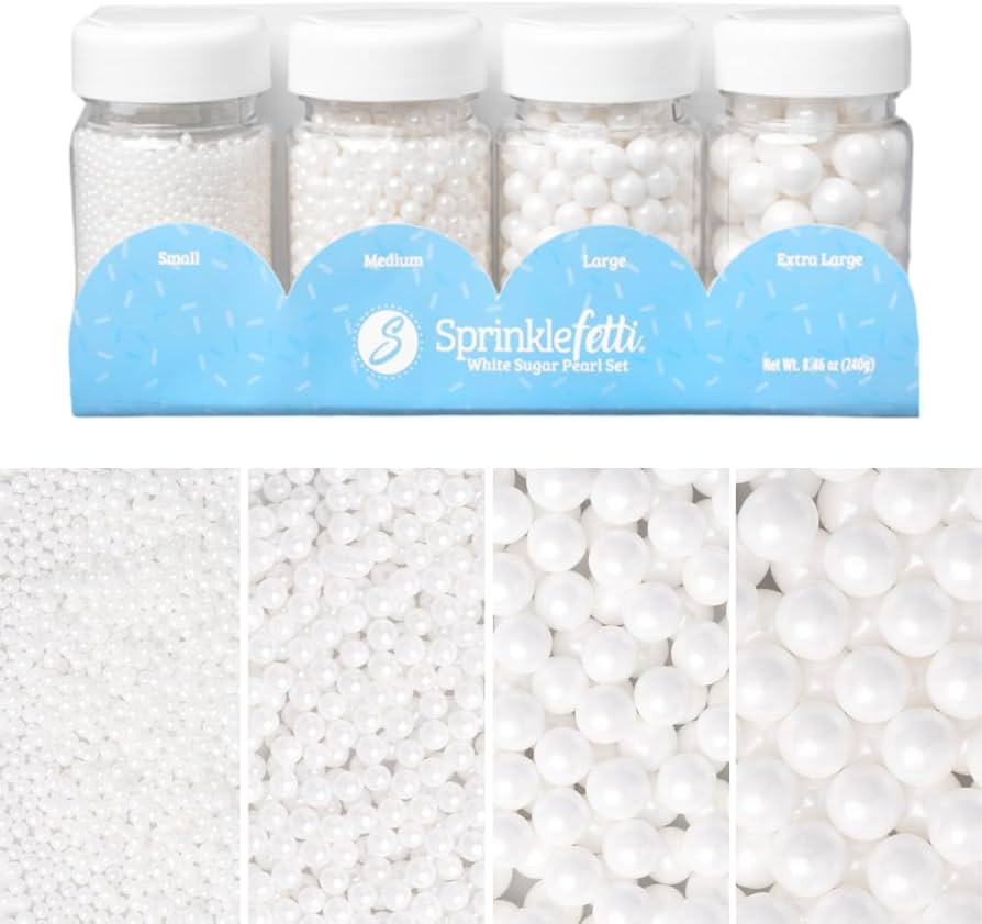 Sweets Indeed Sprinkles, White Sugar Pearl 4 Pack, 8.46 ounces, Edible Sprinkle Mix, Perfect for ... | Amazon (US)
