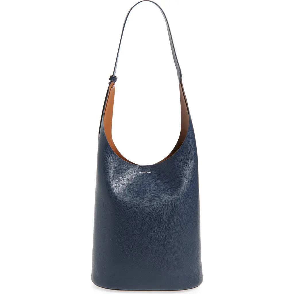 Veronica Beard Large Loop Leather Shoulder Bag in Navy Hazelwood at Nordstrom | Nordstrom