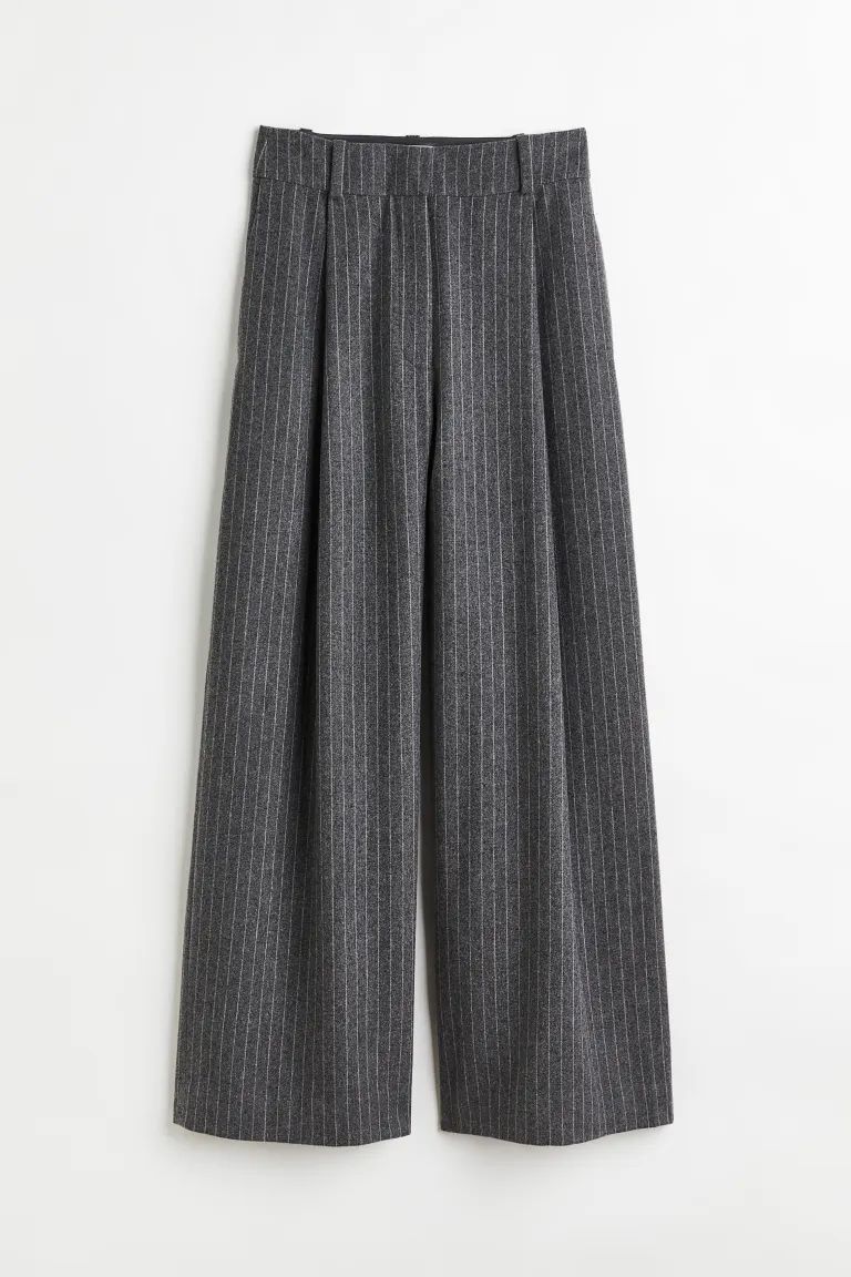 Dressy Wool-blend Pants - Dark gray/pinstriped - Ladies | H&M US | H&M (US + CA)