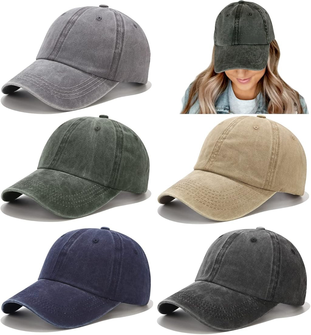 5 Pieces Vintage Washed Plain Baseball Cap Distressed Dad Golf Hat for Men Women Multicolor | Amazon (US)