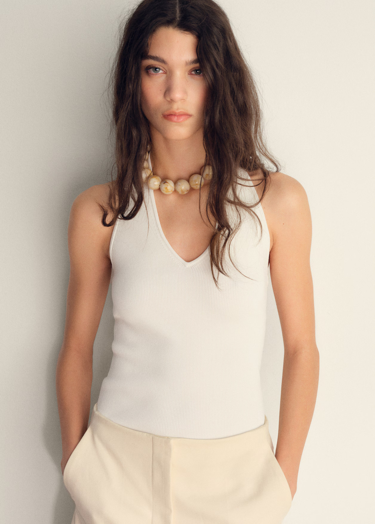 Ribbed halter-neck top - Women | MANGO United Kingdom | MANGO (UK)