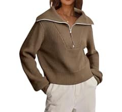 LILLUSORY Women's Half Zip Pullover Sweater Cropped Trendy Sweatshirts Fall Long Sleeve Tunic Top... | Amazon (US)