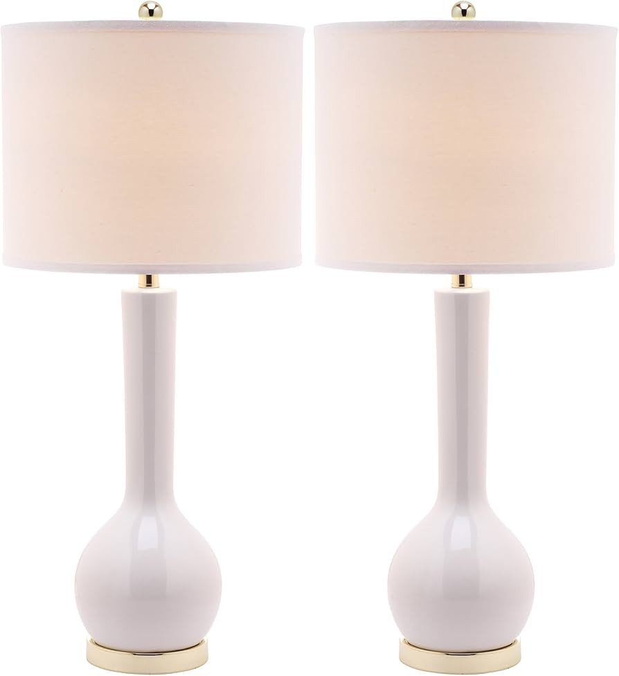 SAFAVIEH Lighting Collection Mae Long Neck Modern Contemporary White Ceramic 31-inch Bedroom Livi... | Amazon (US)