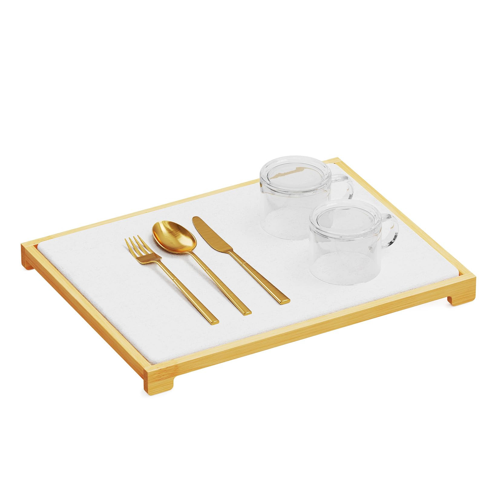 SpaceAid Bamboo Rack Dish Pad, Instant Dry Diatomaceous Earth Mat for Kitchen Counter, Stone Dish... | Amazon (US)