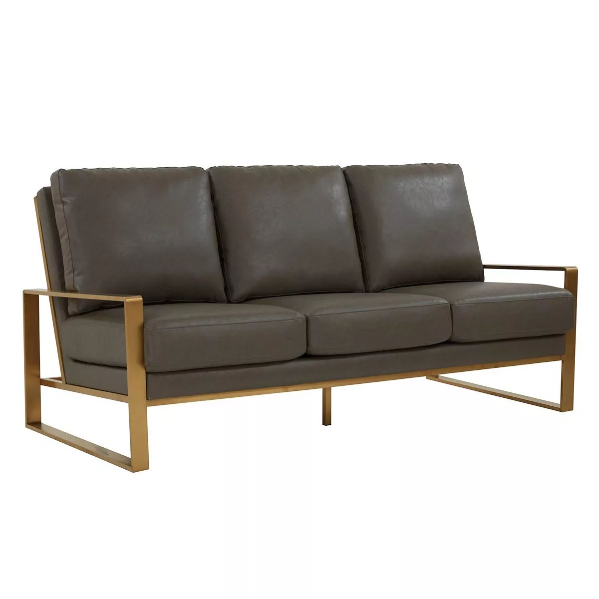 LeisureMod Jefferson Modern Design Leather Sofa With Gold Frame | Kohl's