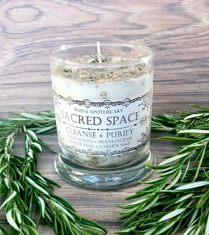 Sacred Space Cleansing Candle ~ Sacred Sage, White Sage, Smudge, Palo Santo Incense, Witchcraft i... | Etsy (US)