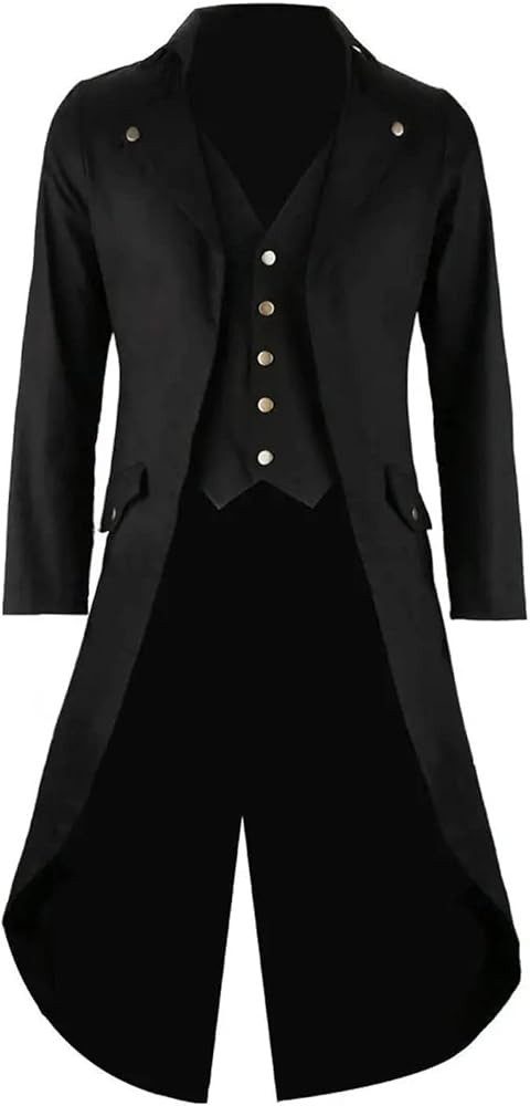 Mens Black Vintage Tailcoat Jacket Fancy Cool Cosplay Costume Robe | Amazon (US)