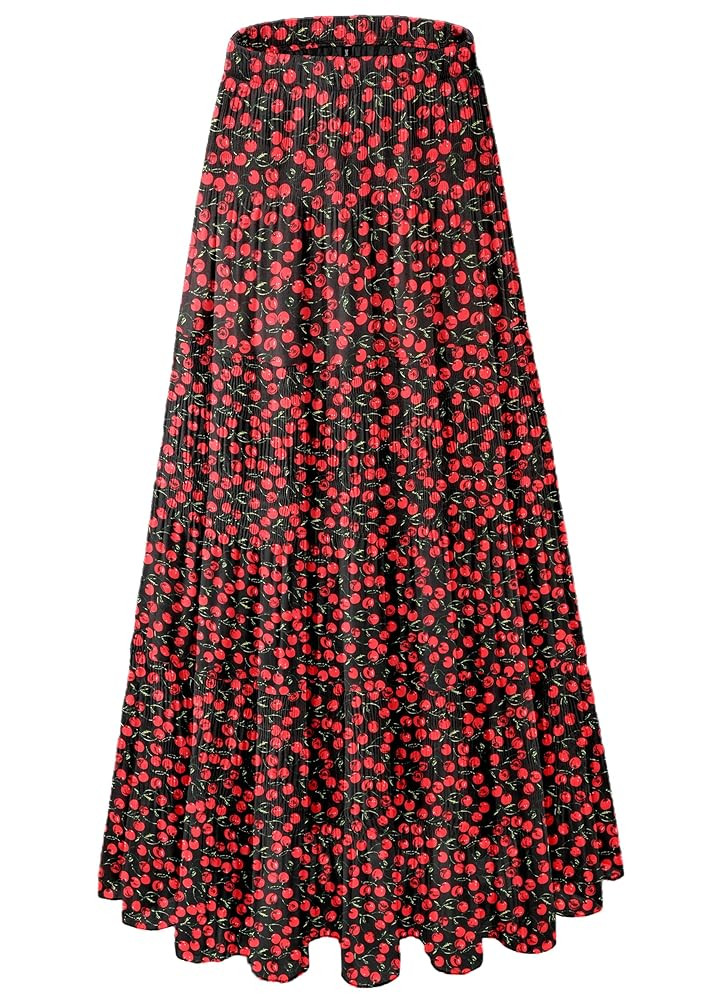 Women's Chiffon White Flowy Maxi Skirts Boho Fall Elastic Waisted Pleated A Line Long Skirt for W... | Amazon (US)