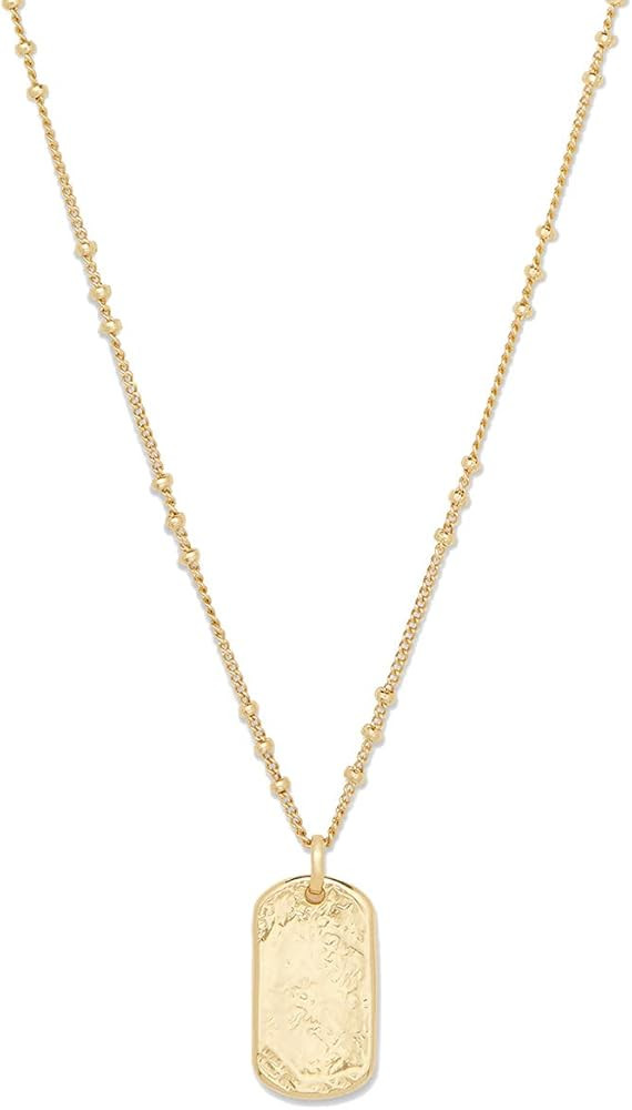 gorjana Women's Griffin Dog Tag Charm Hammered Pendant Necklace, 18K Gold Plated, 19 inch Chain | Amazon (US)