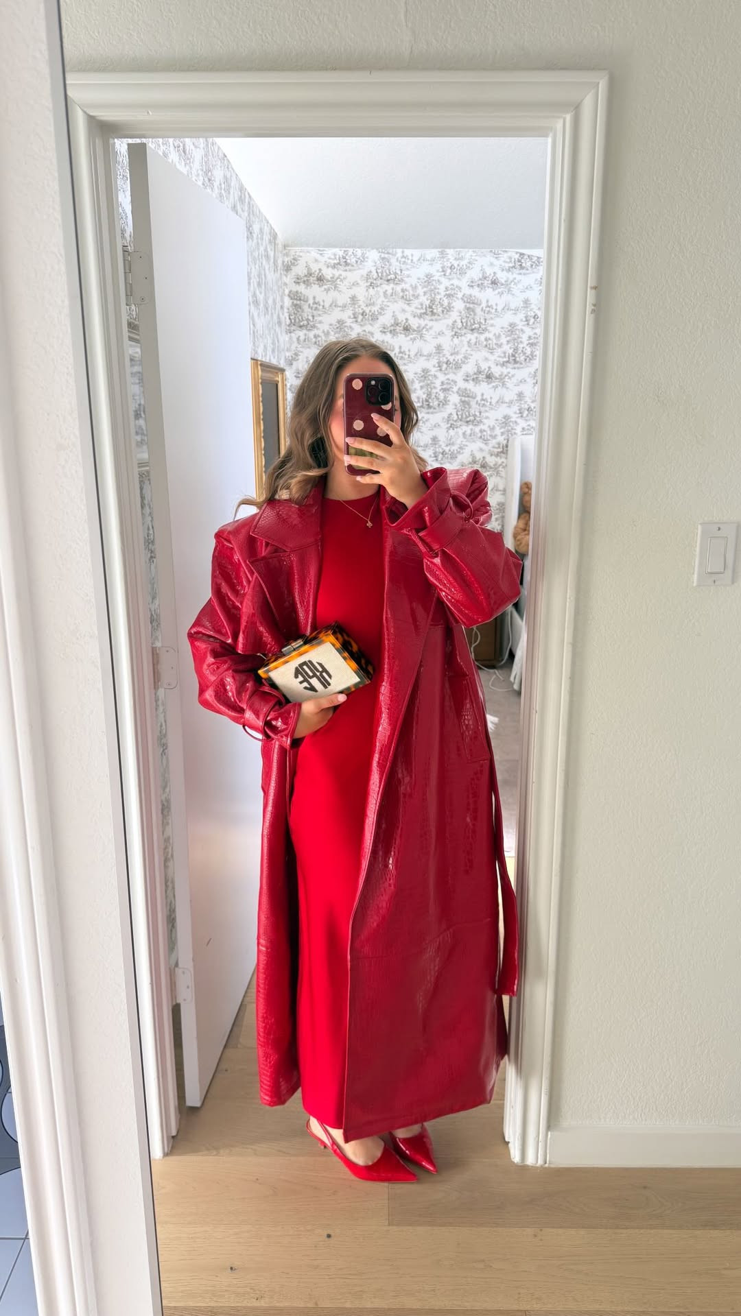 All red moment ❤️ Croc leather trench is from Naked Wardrobe, but sold out. Linking similar! 

 #LTKgrwm #LTKootd