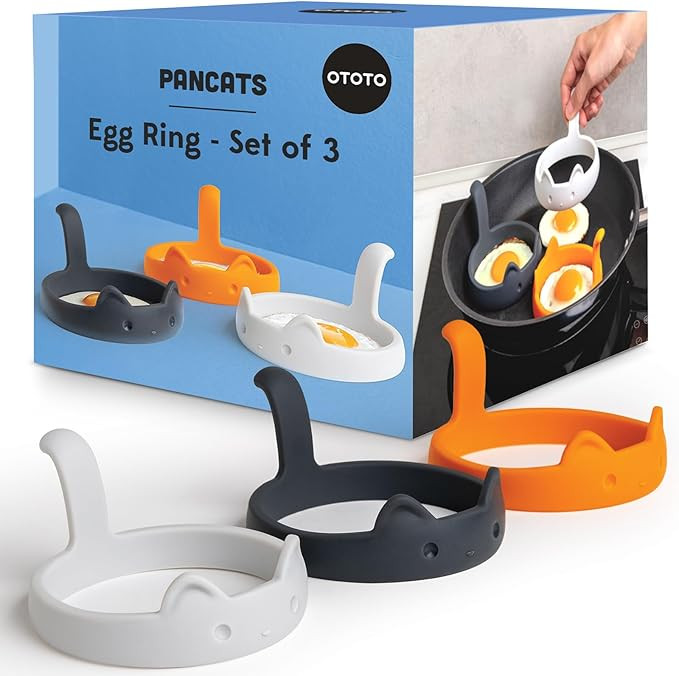 OTOTO PanCats Egg Ring Set of 3 - Silicone Egg Rings for Frying Eggs, Non Stick Fried Egg Cooker ... | Amazon (US)