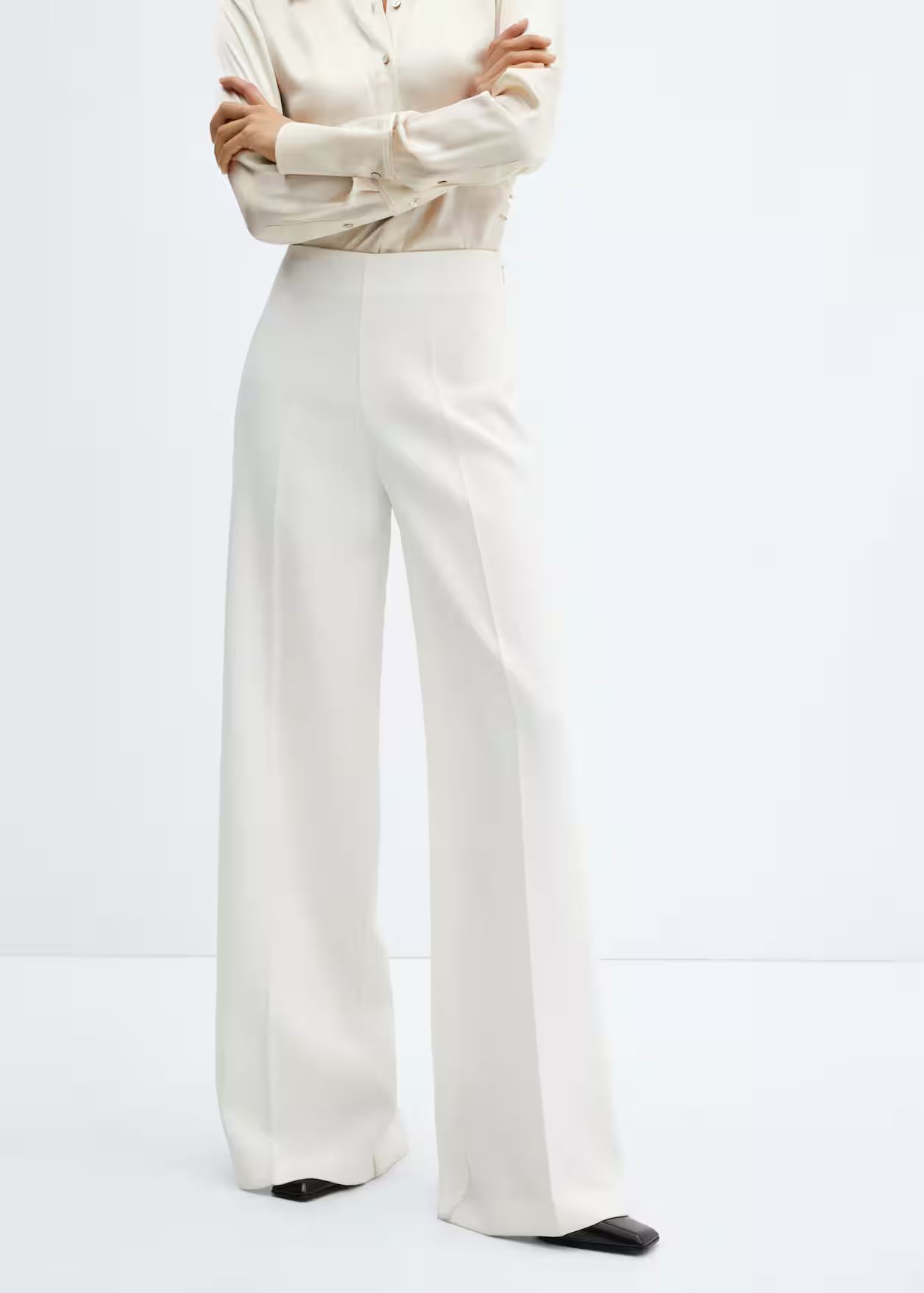 High-waist palazzo pants -  Women | Mango USA | MANGO (US)