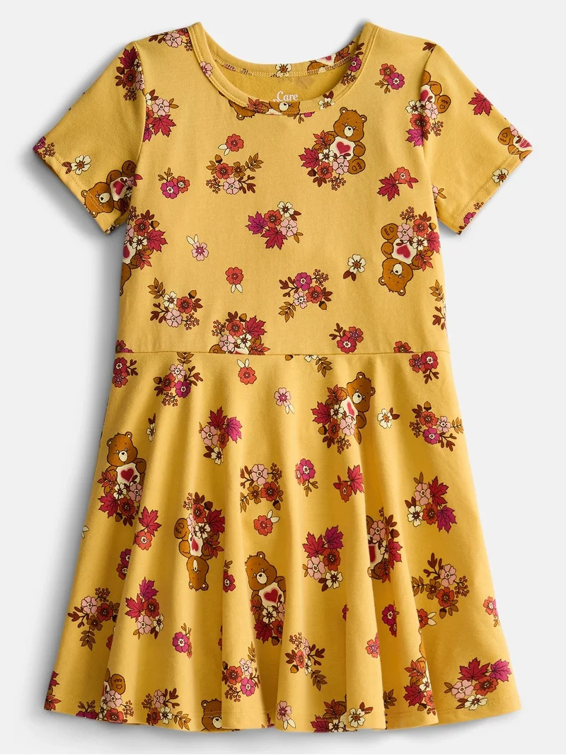 Care Bears Girls Print Skater Dress with Short Sleeves, Sizes 4-12 | Walmart (US)