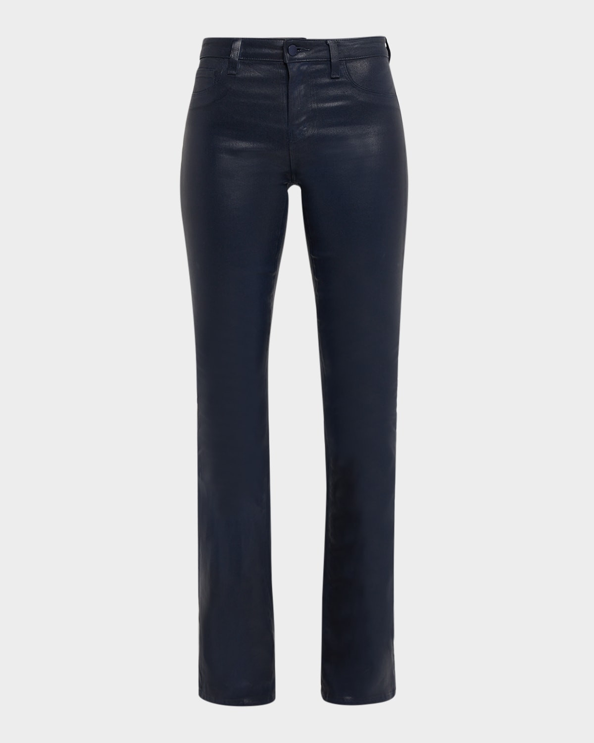 Selma High-Rise Coated Sleek Baby Boot Jeans | Neiman Marcus