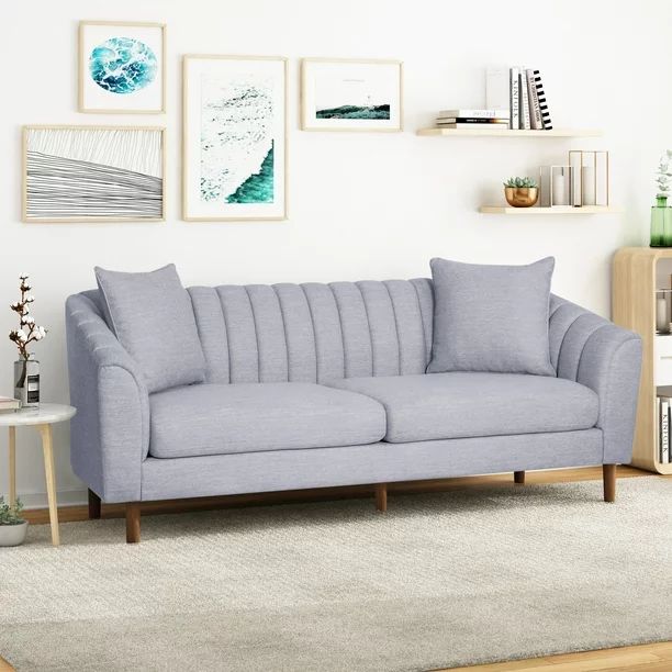 Noble House Orly Contemporary 3 Seater Fabric Sofa, Cloud Gray | Walmart (US)