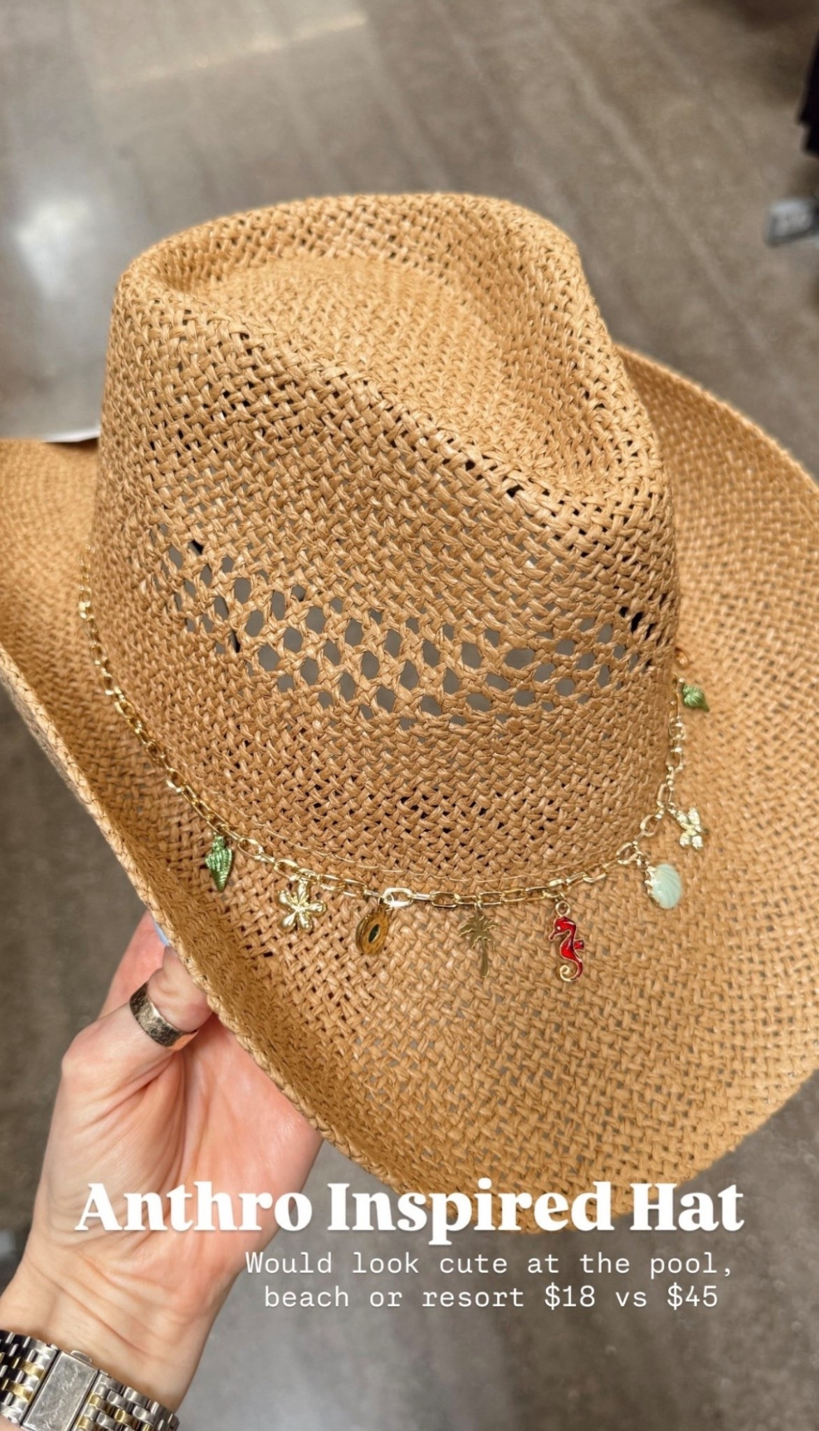 🤍 I found an identical hat on Anthro for $58 vs $18. Get the same look without spending more 🙌🏼👀🔗

#LTKSwim #LTKTravel #LTKootd