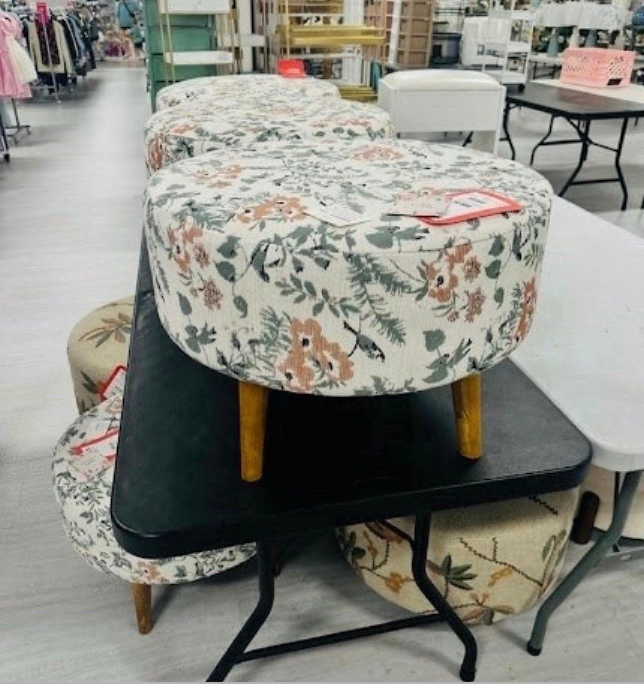 Is it even a TJ Maxx run if you don’t fall in love with an ottoman? These round floral stools are the perfect way to add a pop of pattern and a touch of vintage charm to your living room or vanity setup. I love the tapered wooden legs—they give it such a clean, mid-century modern vibe!

#LTKHome