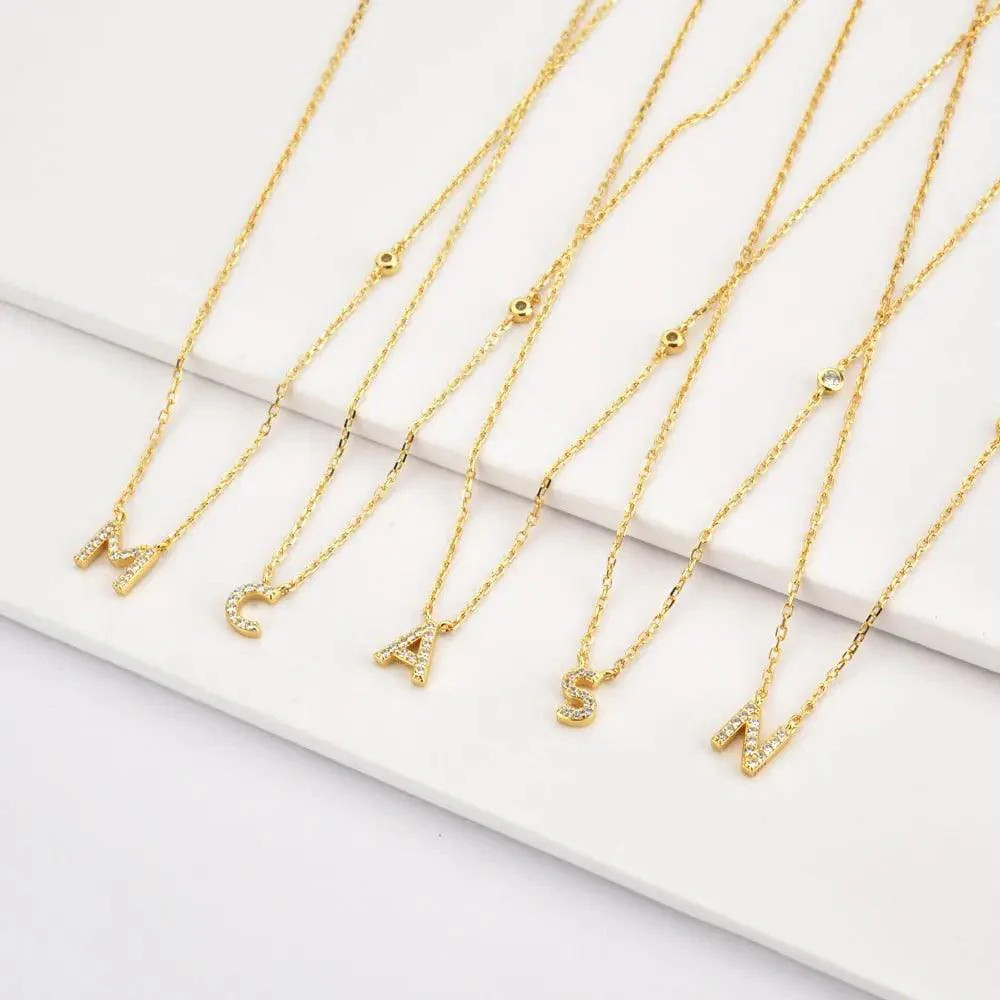 Mini Crystal Initial Necklace - Ahava J | Ahava Jewels
