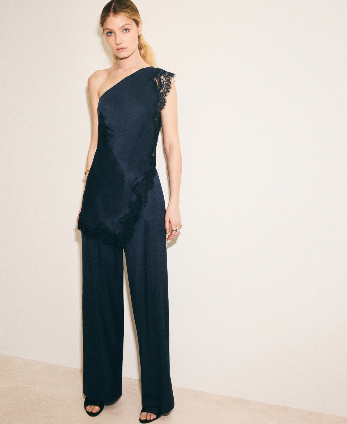 Mango Women's Satin Straight-Fit Pants - Blue | Macy's