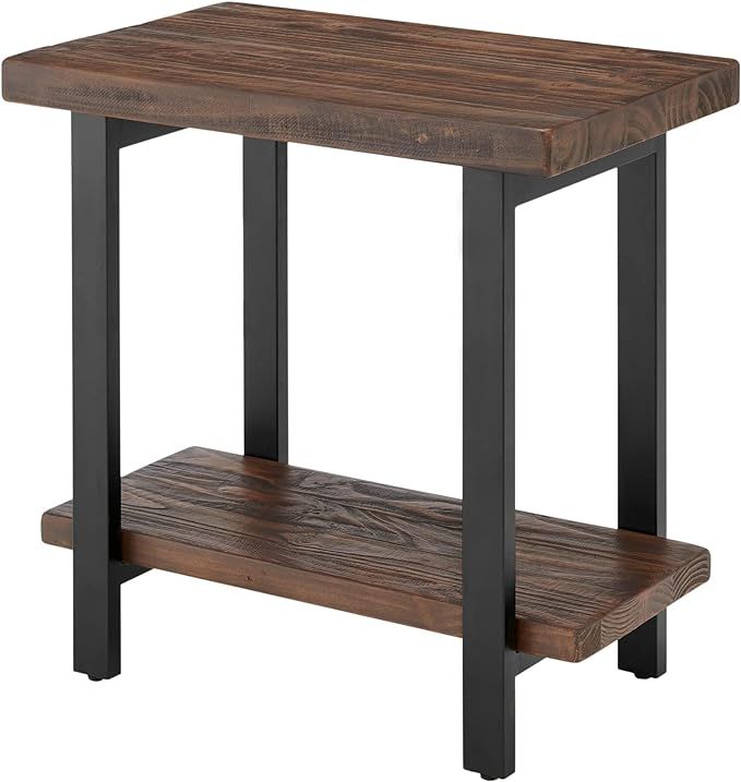 Alaterre Furniture Pomona Metal and Wood End Table, 17 in x 27 in x 27 in, Brown | Amazon (US)