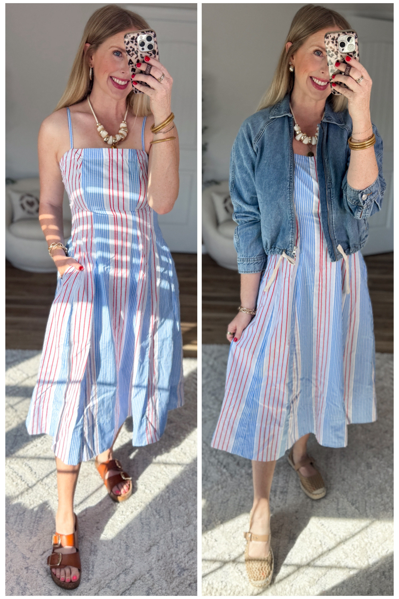 2 ways to style this red, white and blue striped midi dress from Walmart! 

#LTKgrwm #LTKmomlife #LTKootd