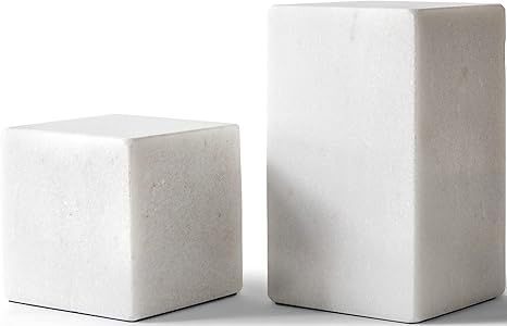 &Minimal Marble Bookends - Premium Modern Decorative Bookends - Natural Polished Book Stoppers - ... | Amazon (US)