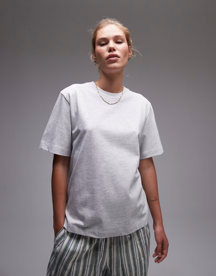 Topshop premium basic short sleeve tee in heather gray | ASOS (Global)