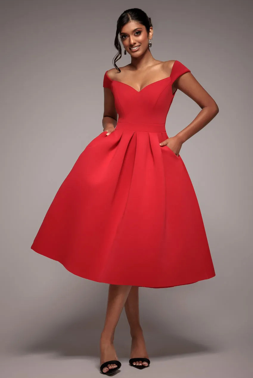 Dresses | Scuba Foam Skater Midi Dress | Goddiva | Debenhams UK