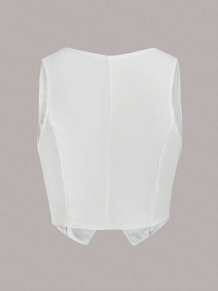 SHEIN EZwear Button Front Crop Tank Top | SHEIN