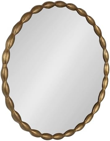 Kate and Laurel Perlina Modern Scalloped Round Mirror, 26 Inch Diameter, Antique Brass, Decorativ... | Amazon (US)