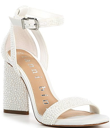 Gianni Bini Danea Two Pearl Ankle Strap Block Heel Sandals - 8 | Dillard's