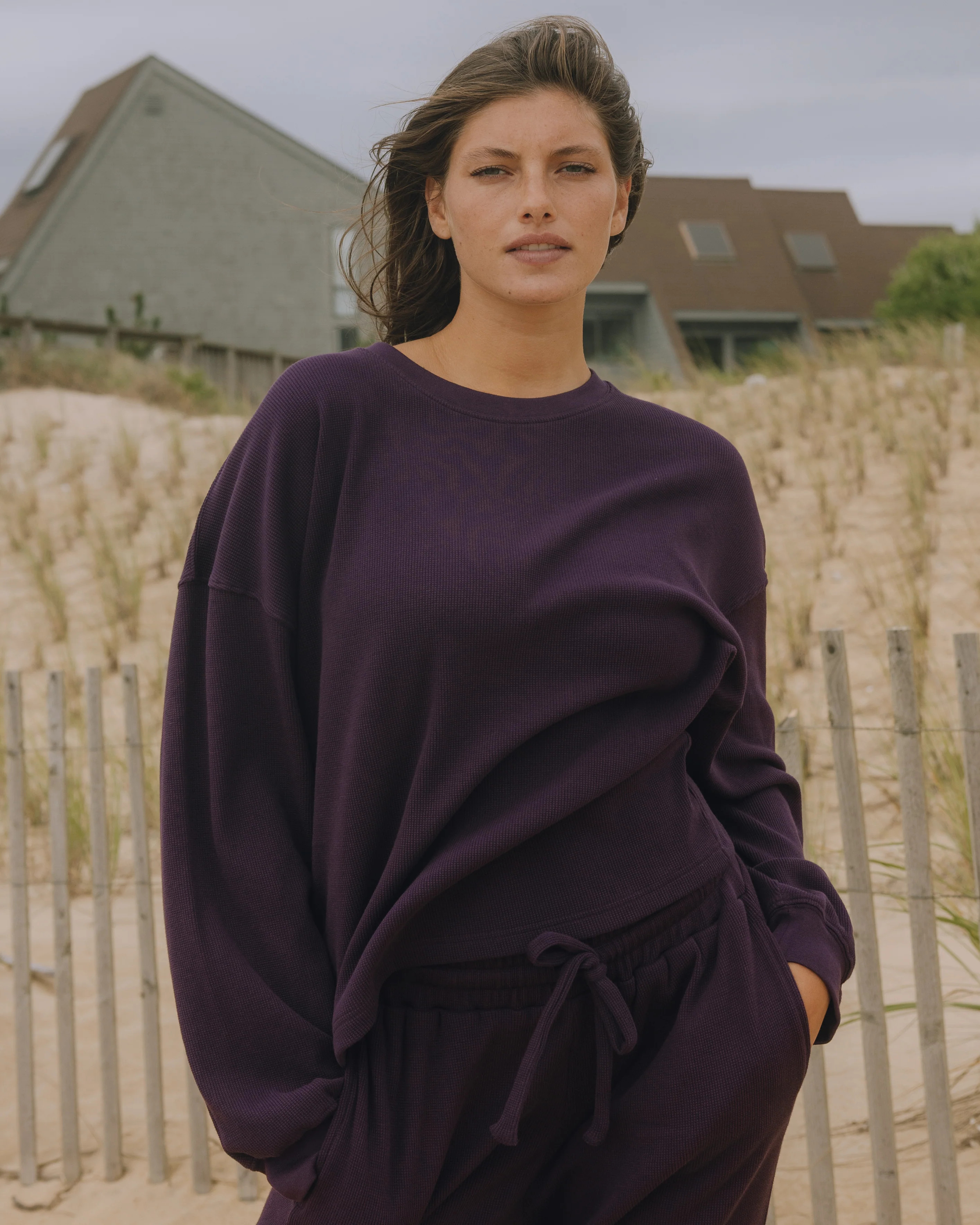 Oversized Sport Thermal - Plum with Monochrome Patch | Daily Drills LLC