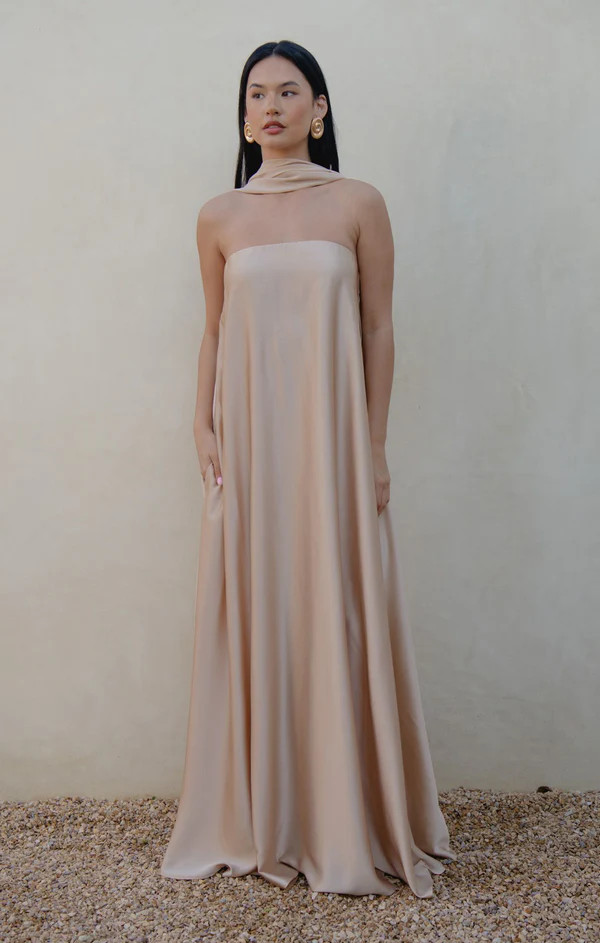 Tinsley Tube Dress ~ Champagne Luxe Satin | Show Me Your Mumu