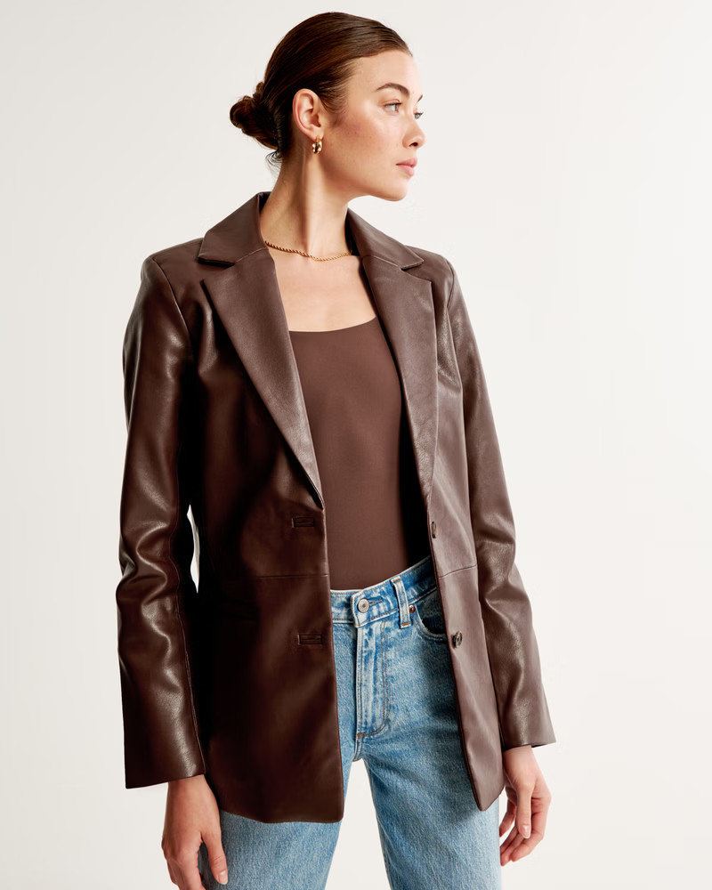 Vegan Leather Blazer | Abercrombie & Fitch (US)