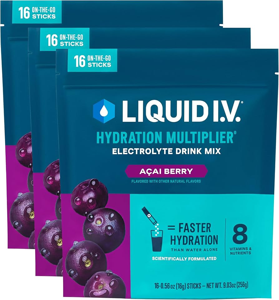 Liquid I.V.® Hydration Multiplier - Acai Berry | Electrolyte Powder Drink Mix | 3 Pack (48 Servi... | Amazon (US)