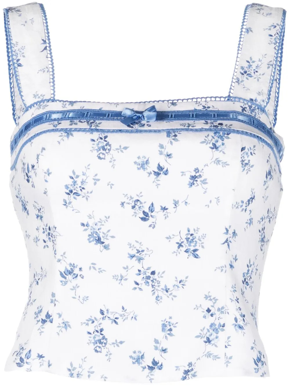 Reformation Eloise floral-print Linen Cropped Top - Farfetch | Farfetch Global