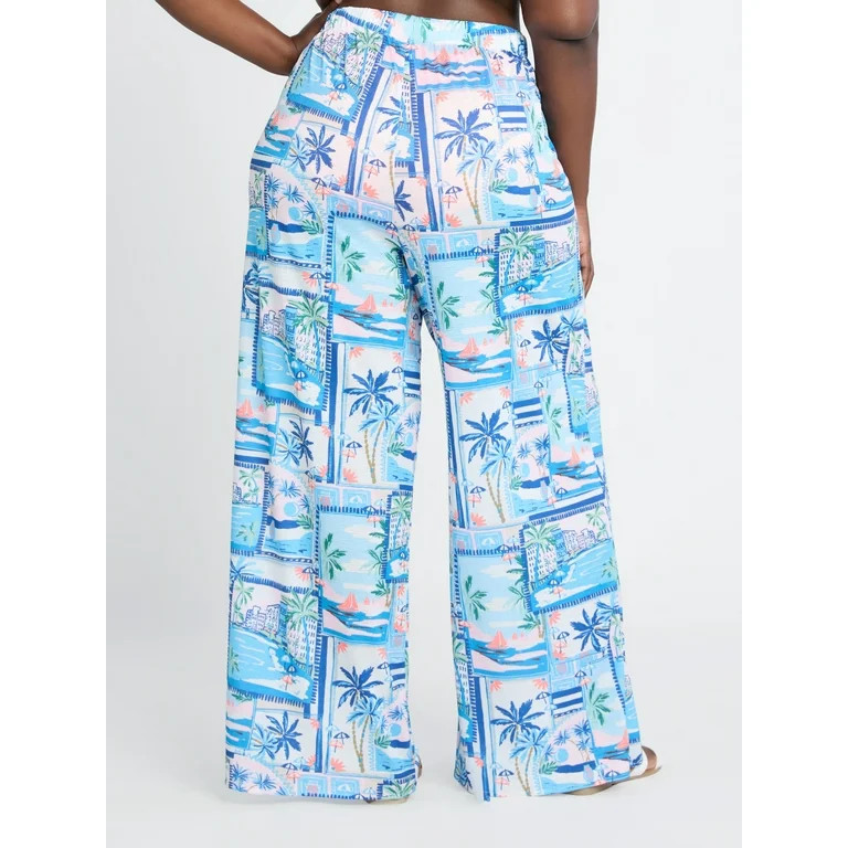 Time and Tru Women’s and Women’s Plus Scenic Print Coverup Pants, Sizes XS-3X | Walmart (US)